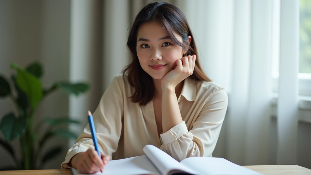Person pausing to reflect with thoughtful expression and hand on chin